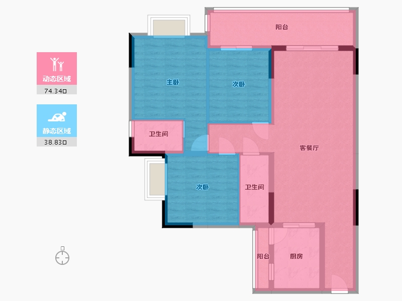 广东省-湛江市-青桂园1-2栋01户型-101.57-户型库-动静分区