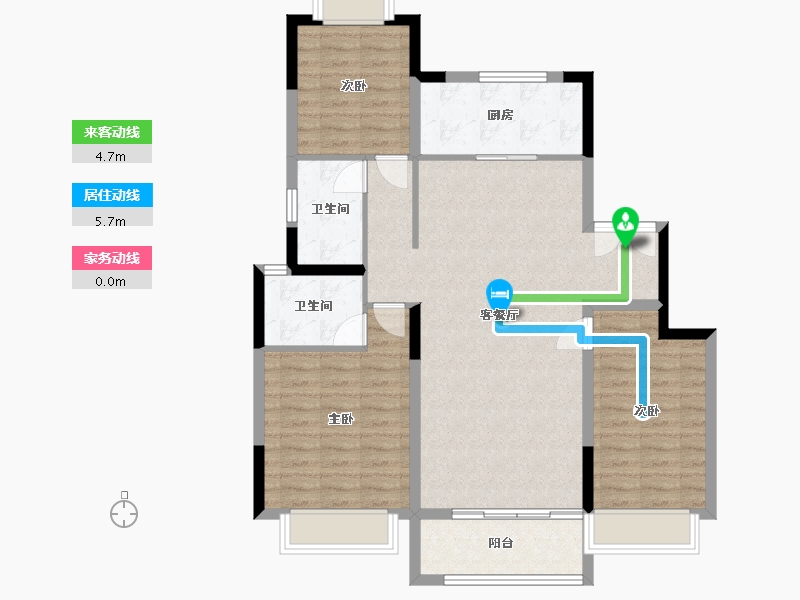 安徽省-阜阳市-置地双清湾-99.75-户型库-动静线