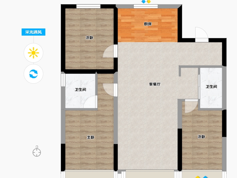 辽宁省-沈阳市-鲲鹏府-83.43-户型库-采光通风