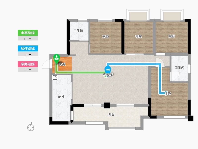 重庆-重庆市-�Z樾云山-88.86-户型库-动静线