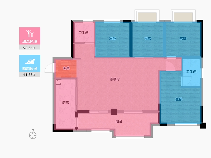 重庆-重庆市-�Z樾云山-88.86-户型库-动静分区