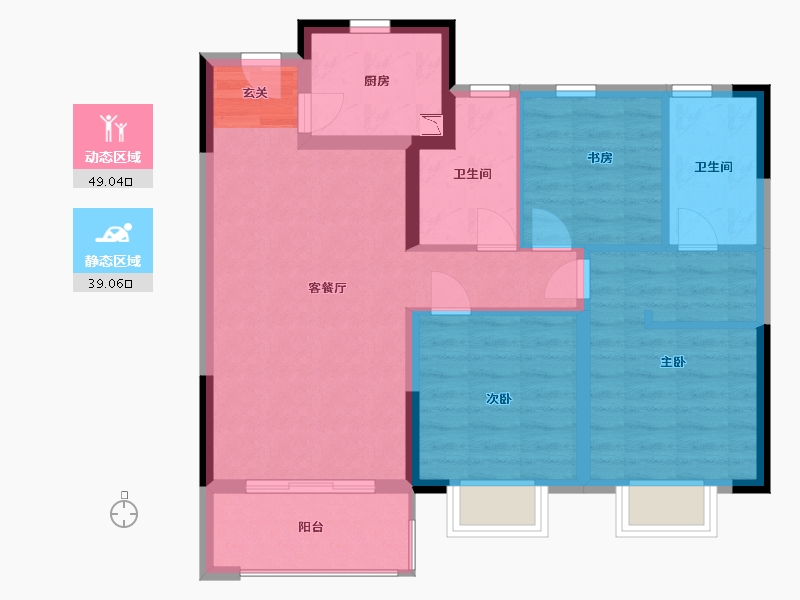 江苏省-南京市-江与城-78.40-户型库-动静分区