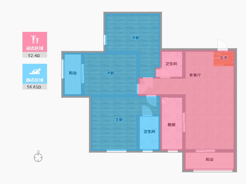 陕西省-宝鸡市-盛世华庄-96.09-户型库-动静分区