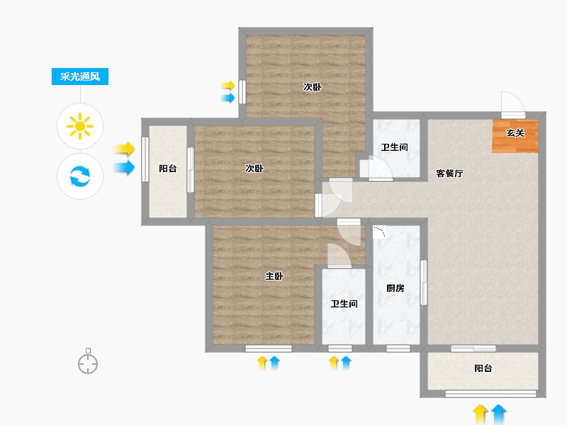 陕西省-宝鸡市-盛世华庄-96.09-户型库-采光通风