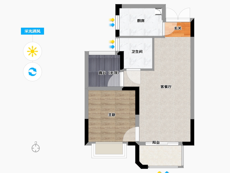 山东省-烟台市-金浦御龙湾-54.40-户型库-采光通风