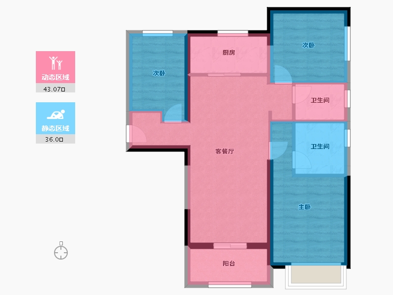 河南省-郑州市-万科民安云城-70.00-户型库-动静分区