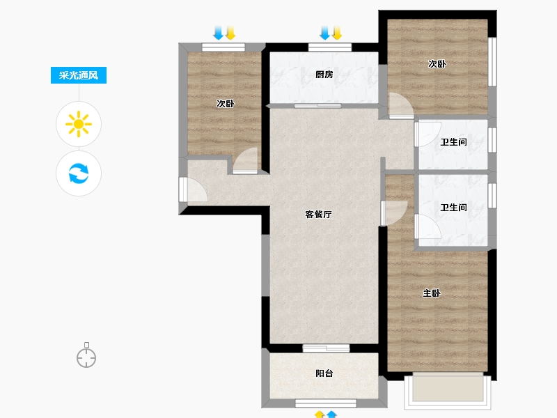 河南省-郑州市-万科民安云城-70.00-户型库-采光通风