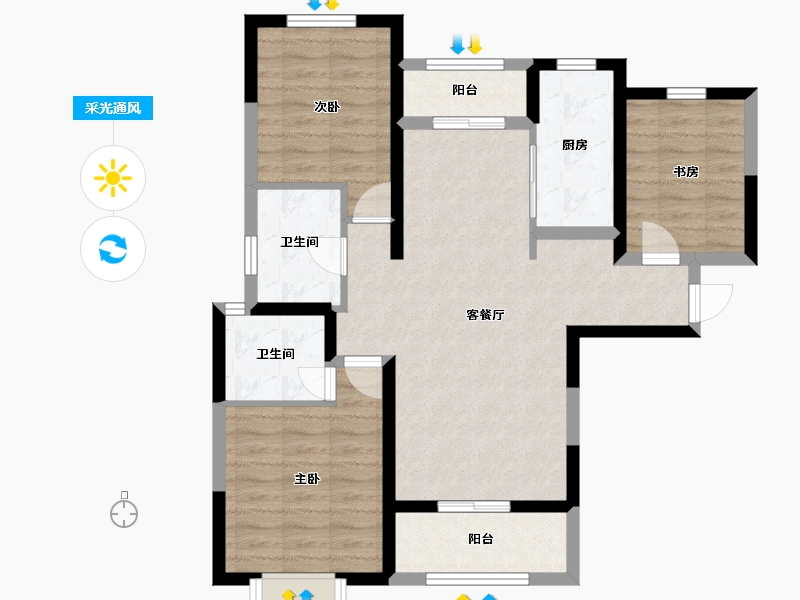 陕西省-西安市-大华锦绣前城-82.46-户型库-采光通风