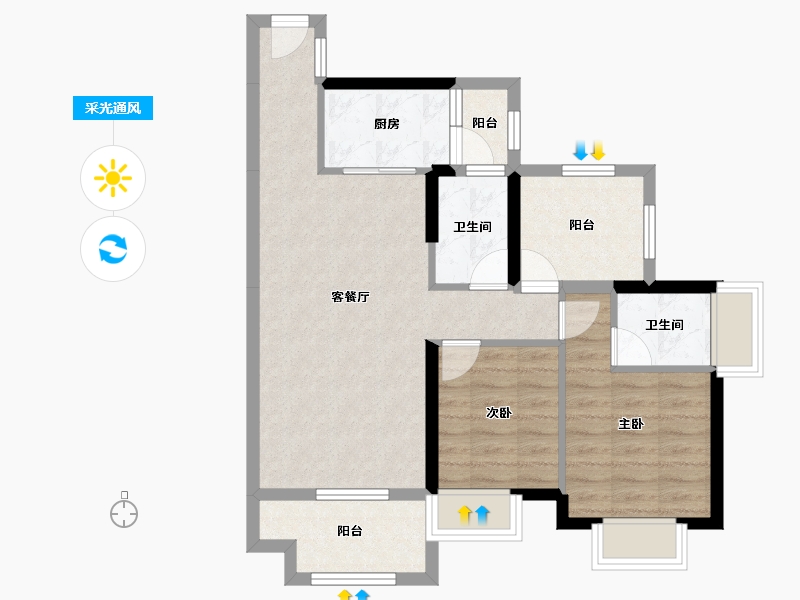 广东省-惠州市-牧云溪谷-70.88-户型库-采光通风