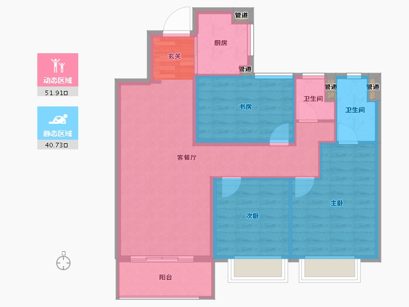 江苏省-南京市-佳兆业悦峰府-84.33-户型库-动静分区