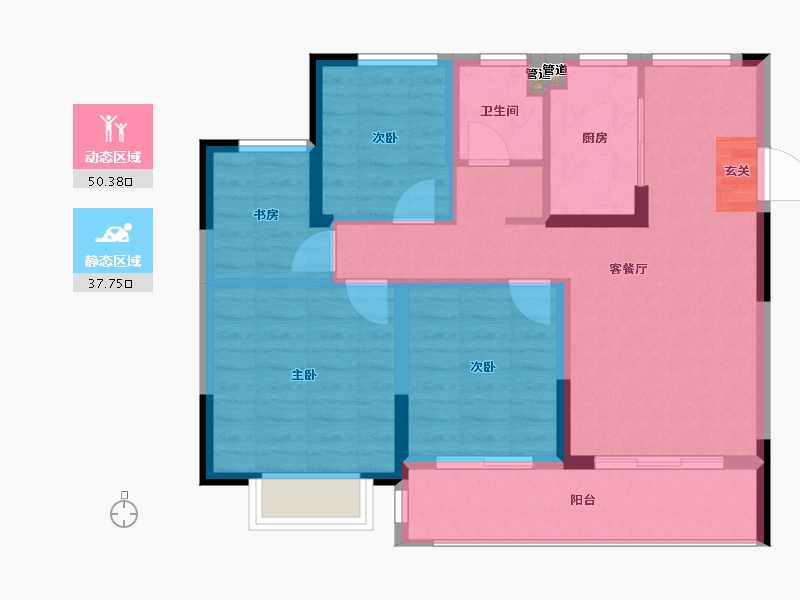 江苏省-南京市-奥园金基天著尚居-79.15-户型库-动静分区