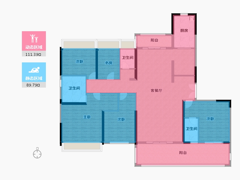 湖北省-孝感市-碧桂园桃源-182.57-户型库-动静分区