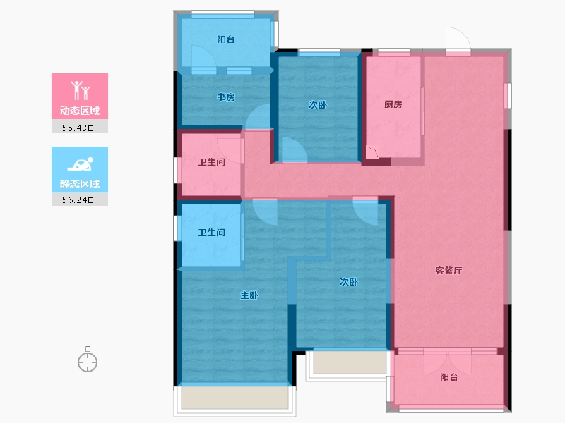 陕西省-西安市-世园林语-98.58-户型库-动静分区