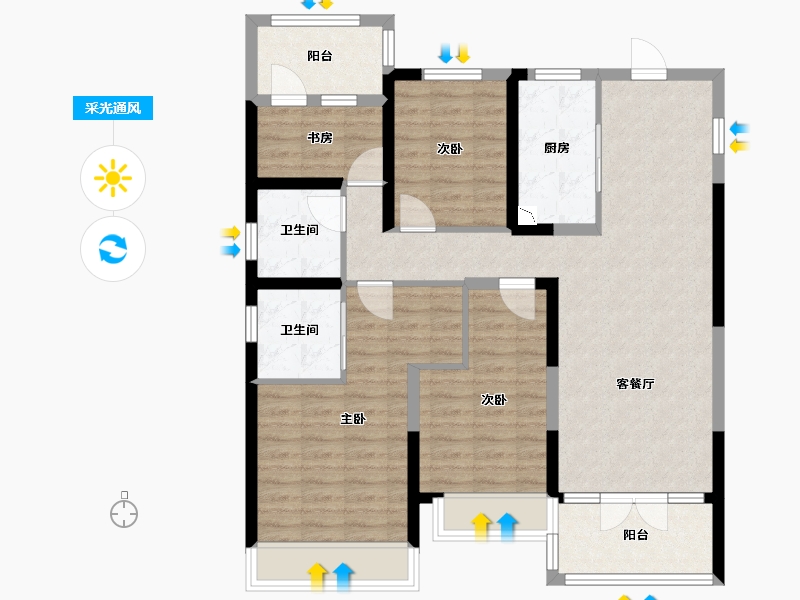 陕西省-西安市-世园林语-98.58-户型库-采光通风