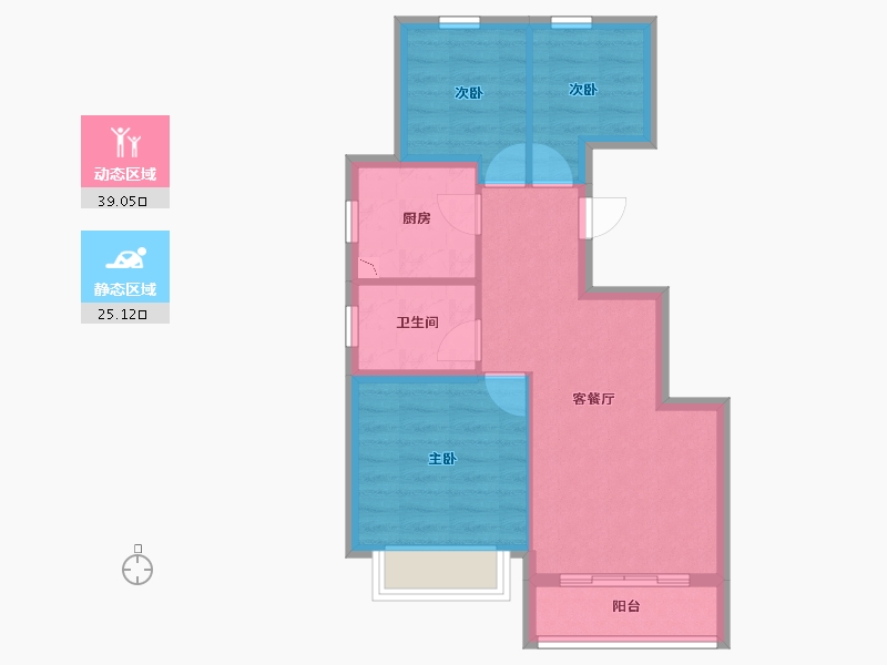 北京-北京市-西山锦绣府-56.86-户型库-动静分区