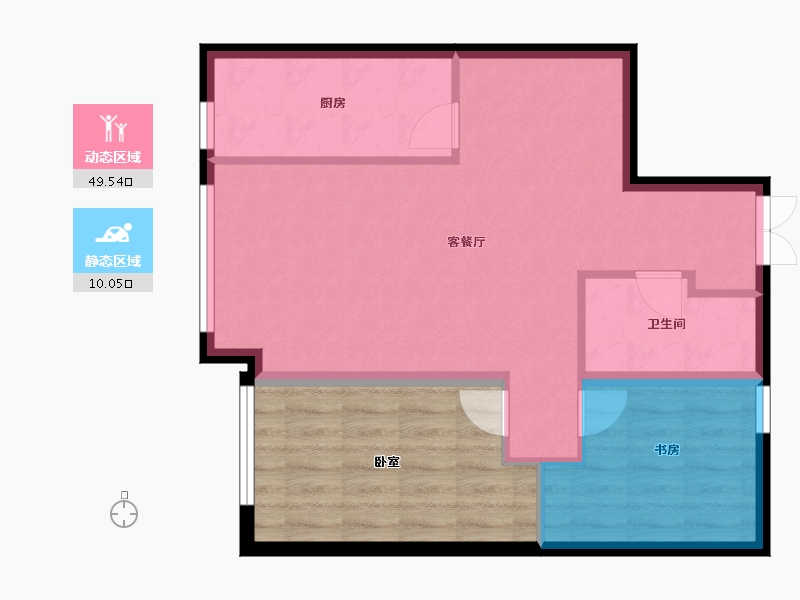 江苏省-南通市-华业玫瑰东筑-66.05-户型库-动静分区