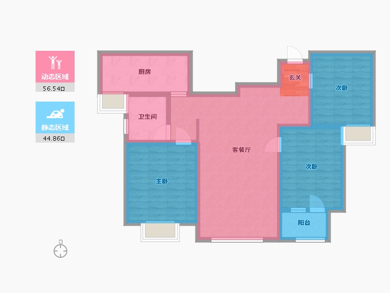 山东省-东营市-秋月华庭-90.06-户型库-动静分区