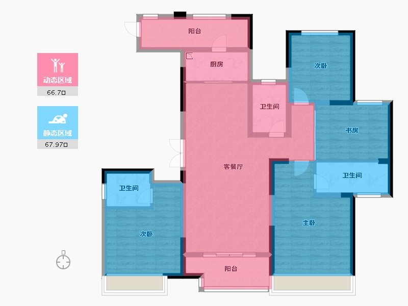 江苏省-苏州市-水岸清华・瀚宫-120.00-户型库-动静分区