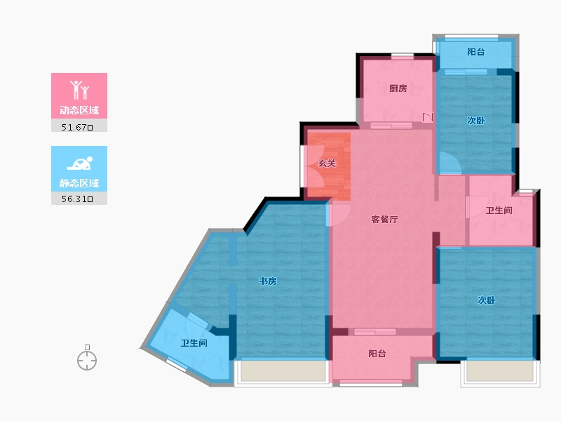 重庆-重庆市-两岸风华-95.81-户型库-动静分区