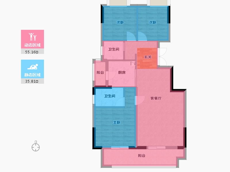 重庆-重庆市-华远海蓝和光-81.30-户型库-动静分区