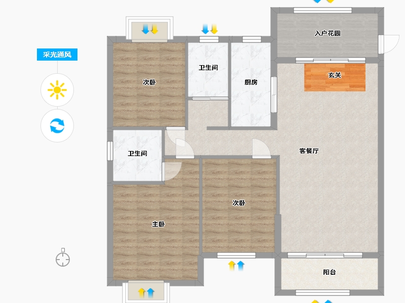 湖北省-襄阳市-和信北郡-109.38-户型库-采光通风