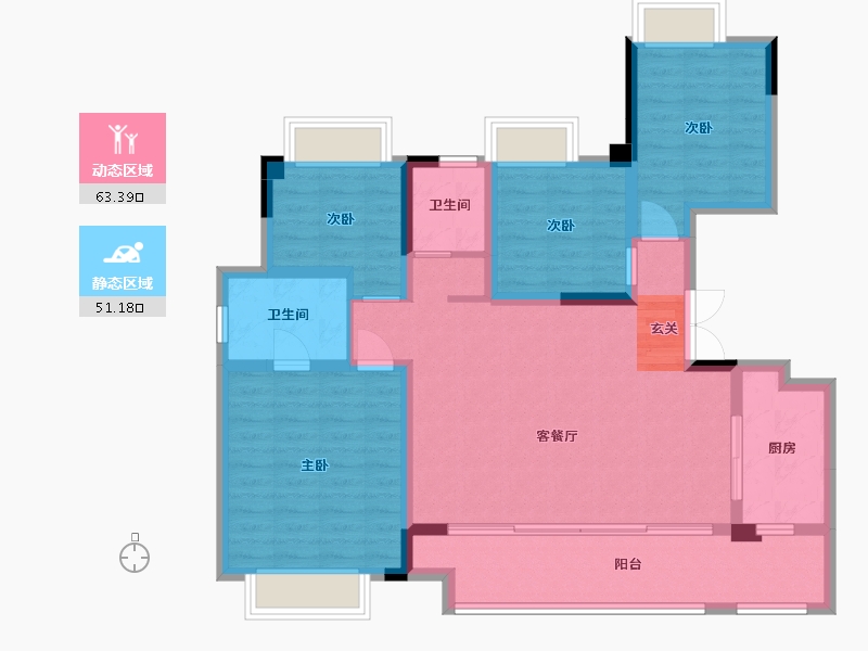 重庆-重庆市-香港置地云山岳-102.30-户型库-动静分区