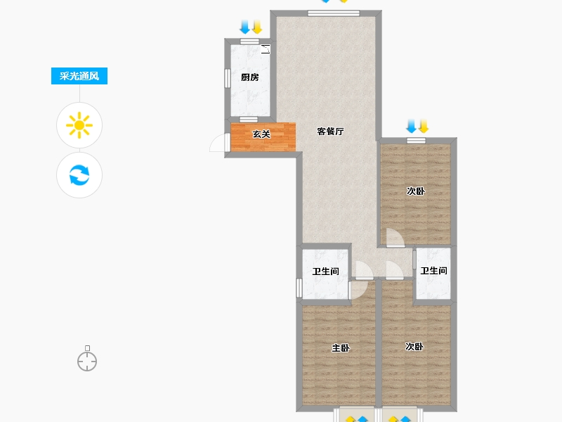 江苏省-南通市-京贸国际城-98.35-户型库-采光通风