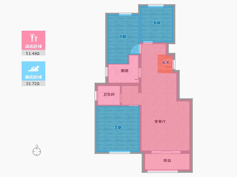 北京-北京市-北戴河新区孔雀城-75.89-户型库-动静分区