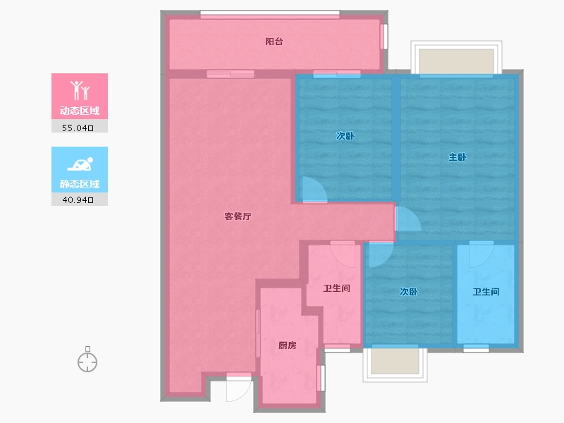 湖北省-宜昌市-保利时代-86.00-户型库-动静分区