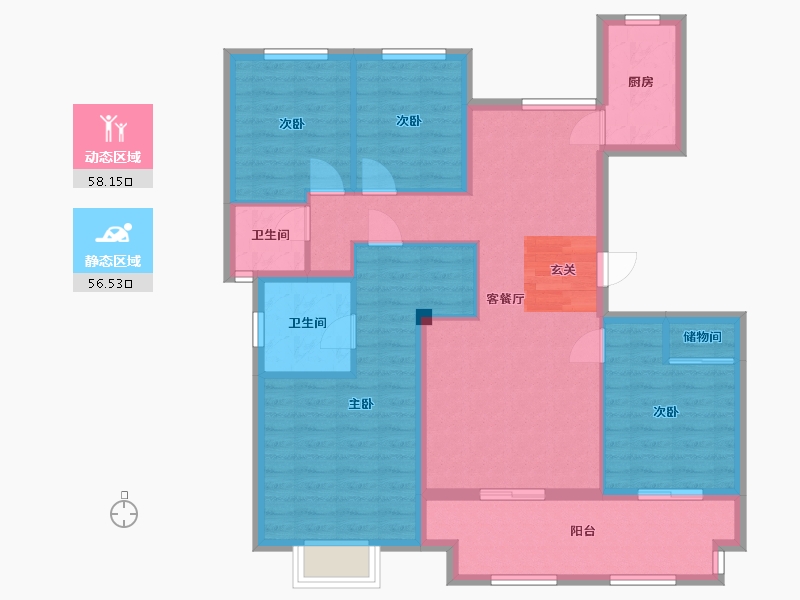 重庆-重庆市-湖山一品-102.70-户型库-动静分区