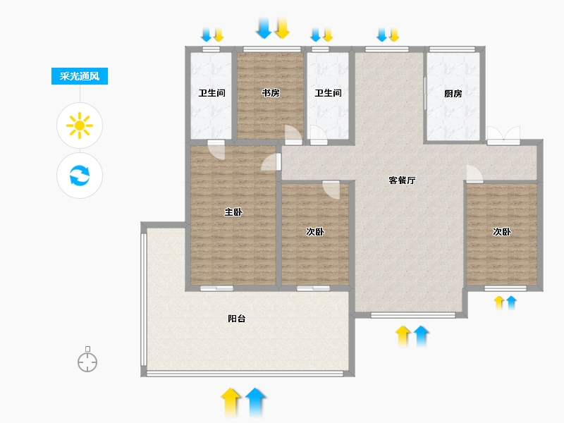 辽宁省-盘锦市-公园里-191.73-户型库-采光通风