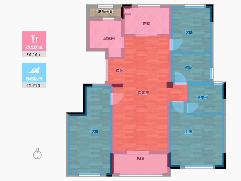 浙江省-宁波市-蓝城明庐-101.19-户型库-动静分区