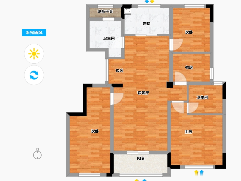 浙江省-宁波市-蓝城明庐-101.19-户型库-采光通风