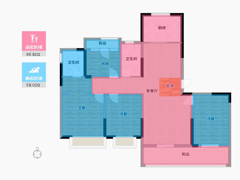 浙江省-宁波市-龙湖・天曜-111.00-户型库-动静分区