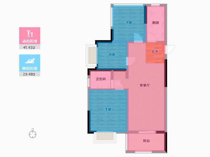 安徽省-合肥市-北城正荣府-66.32-户型库-动静分区