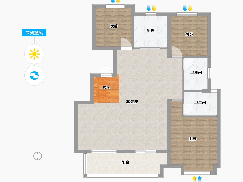 安徽省-合肥市-中海�X湖湾-99.99-户型库-采光通风