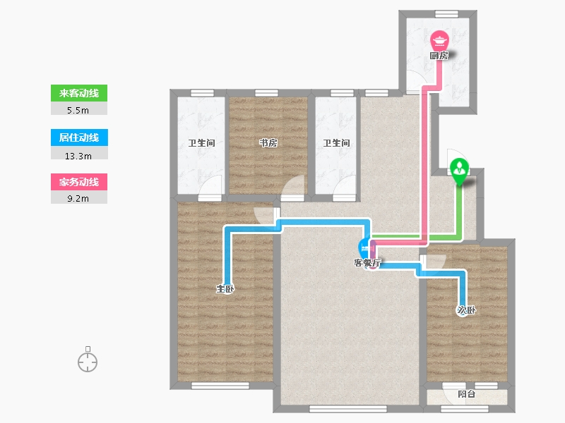 辽宁省-鞍山市-皇冠壹品-107.26-户型库-动静线