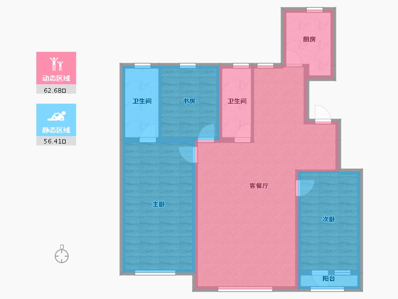 辽宁省-鞍山市-皇冠壹品-107.26-户型库-动静分区