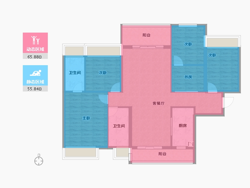 广东省-揭阳市-中南春风南岸-109.61-户型库-动静分区