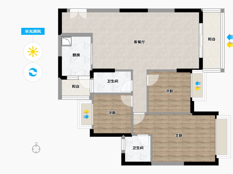 广东省-清远市-汇丰花园-88.55-户型库-采光通风