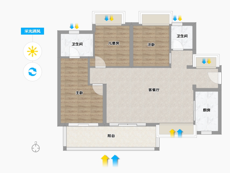 贵州省-贵阳市-万科麓山-86.81-户型库-采光通风