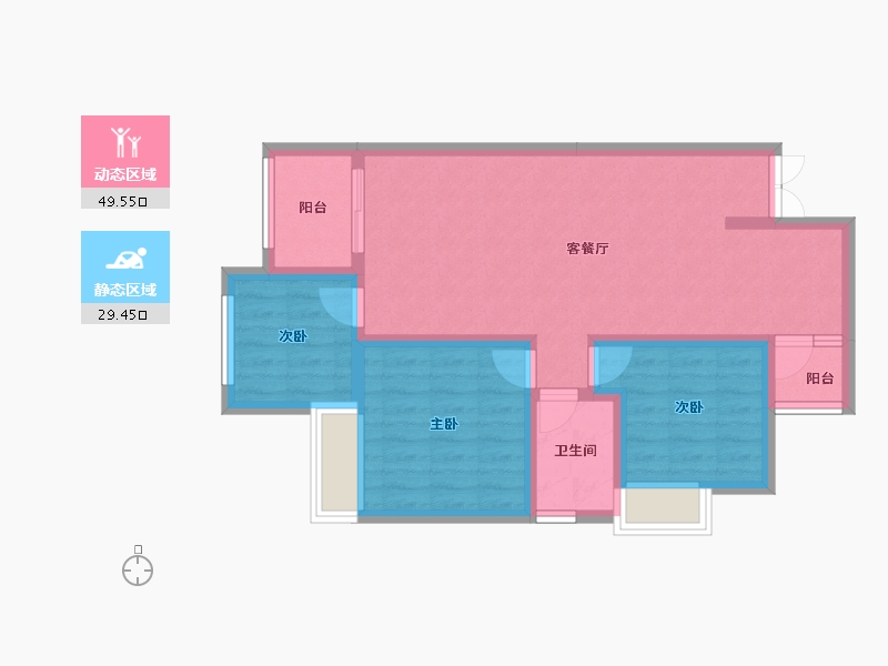 贵州省-遵义市-东欣彩虹城D32栋-69.91-户型库-动静分区