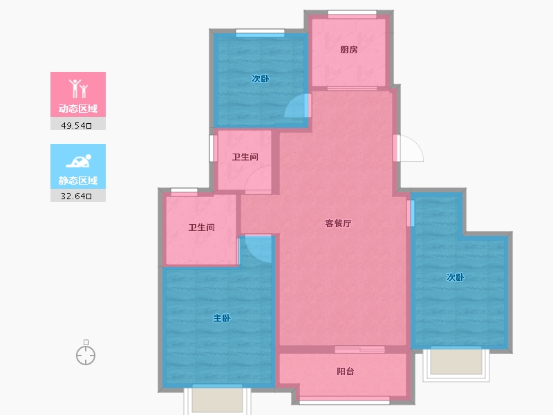 天津-天津市-泉上文华-72.81-户型库-动静分区