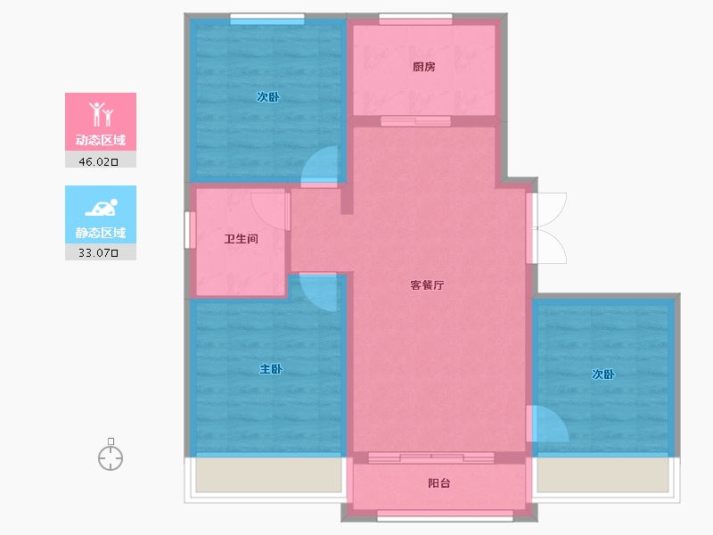 黑龙江省-牡丹江市-汇智御江湾-70.55-户型库-动静分区