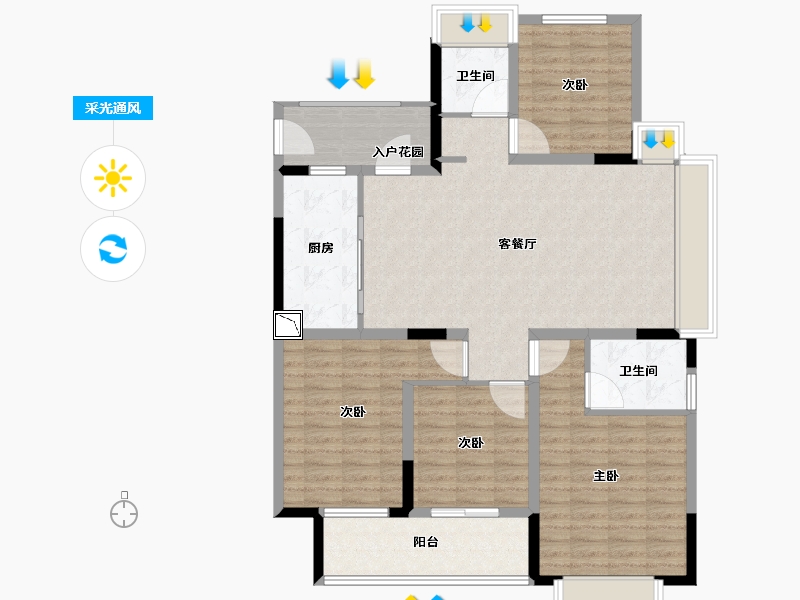 浙江省-杭州市-衢州中梁壹号院天麓平墅-120.01-户型库-采光通风