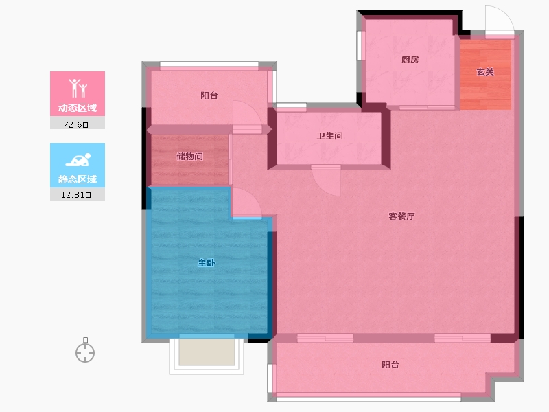 安徽省-合肥市-旭辉翡翠江来-76.64-户型库-动静分区