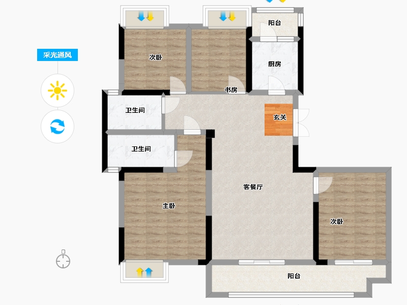 四川省-成都市-金沙城・云津观棠-112.36-户型库-采光通风