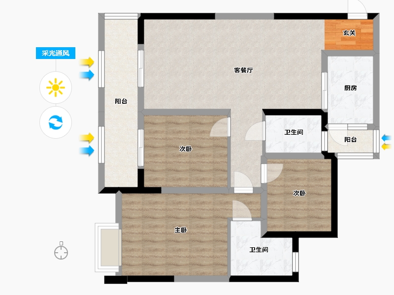 四川省-成都市-城投美庐-93.86-户型库-采光通风