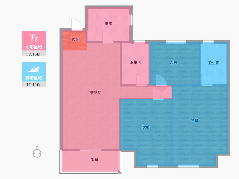 湖北省-武汉市-保利清能西海岸-103.02-户型库-动静分区