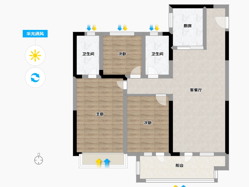 山东省-青岛市-银盛泰锦悦都-92.00-户型库-采光通风